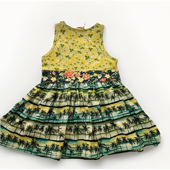 Matilda Jane Yellow Lovely Paradise Tank Dress Size 2 Palm Trees Blue Green - Picture 4 of 5